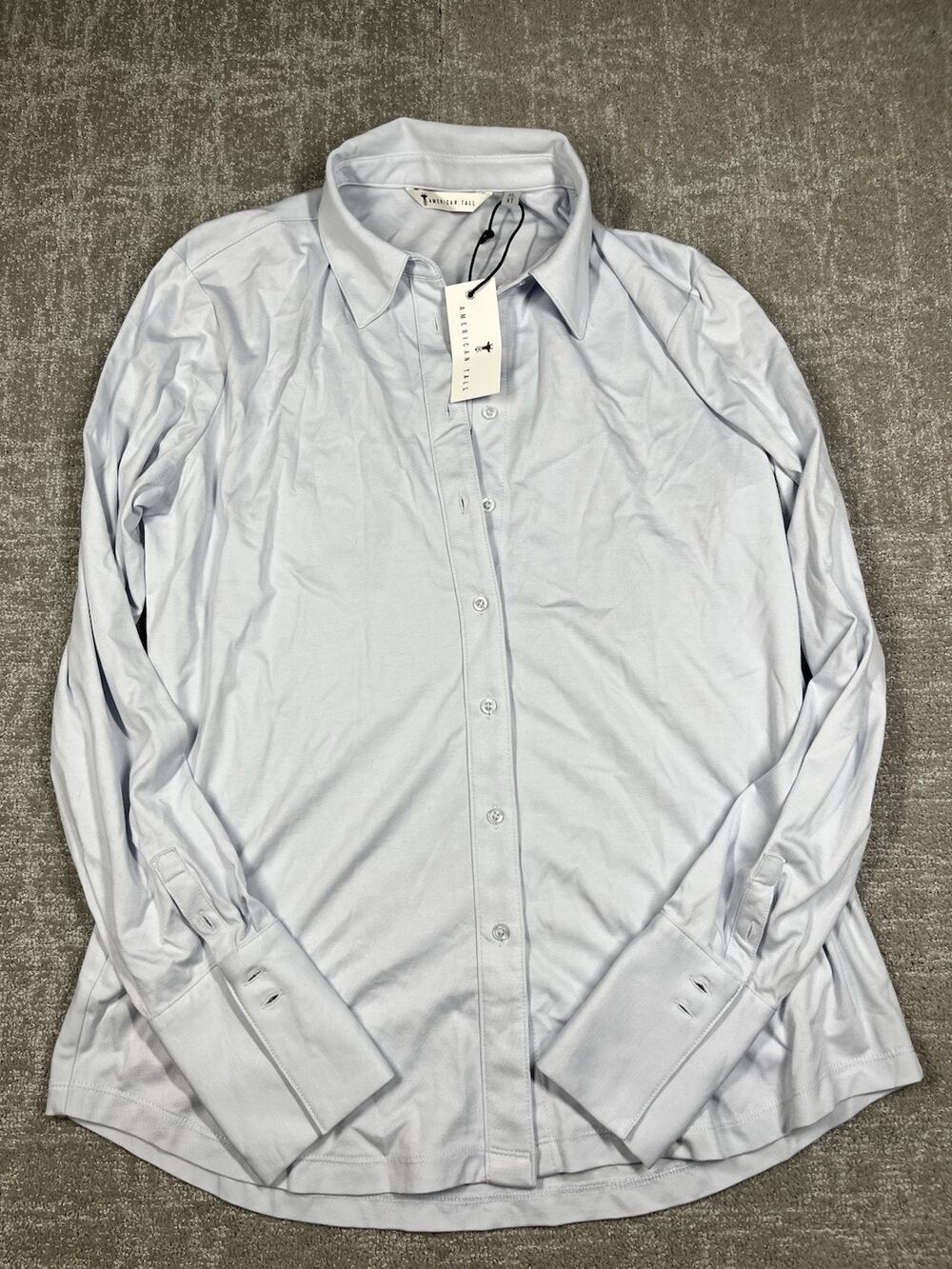 American Tall Light Blue Solid Stretch Dress Shirt Button Down Size XL